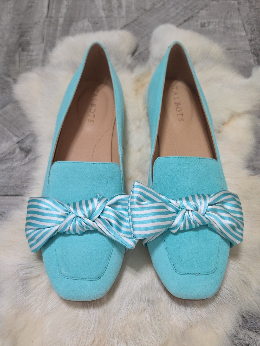 Talbots Aqua Stella Bow Suede Loafers